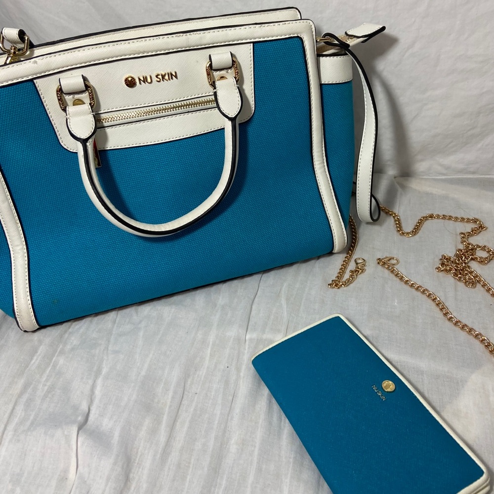 Blue and white Nu Skin purse/bag/tote